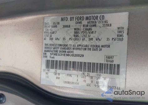 2008 Ford Explorer Sport Trac Xlt z USA, uszkodzony, nr VIN 1FMEU31E98UB20529